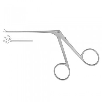 Micro Alligator Forceps Bent Upwards - Cup Shaped Stainless Steel, 8 cm - 3" Cup Size - Jaw Size 1.0 x 0.9 mm - 4.0 mm